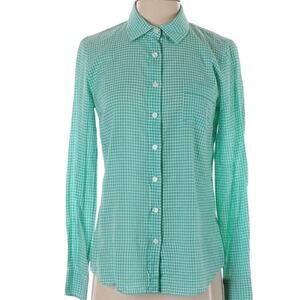 J. Crew Factory checkered green perfect button down shirt